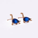 London Blue Topaz Earrings Cute Little Dinosaur Stud Earrings Gold Plated Jewelry For Kids