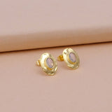 London Blue Topaz Gemstones Studs Gold Plated Hammered Style Stud Earrings Opalite