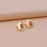 London Blue Topaz Gemstones Studs Gold Plated Hammered Style Stud Earrings Pink Quartz
