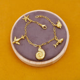 Lucky Charm Bracelet for Women, Gold Plated Bohemian Chain Bracelet 5382 Style 1.