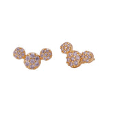 Mickey Mouse Gold Stud Earrings – Crystal Pave Design Disney-Inspired Jewelry for Women