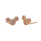 Mickey Mouse Gold Stud Earrings – Crystal Pave Design Disney-Inspired Jewelry for Women