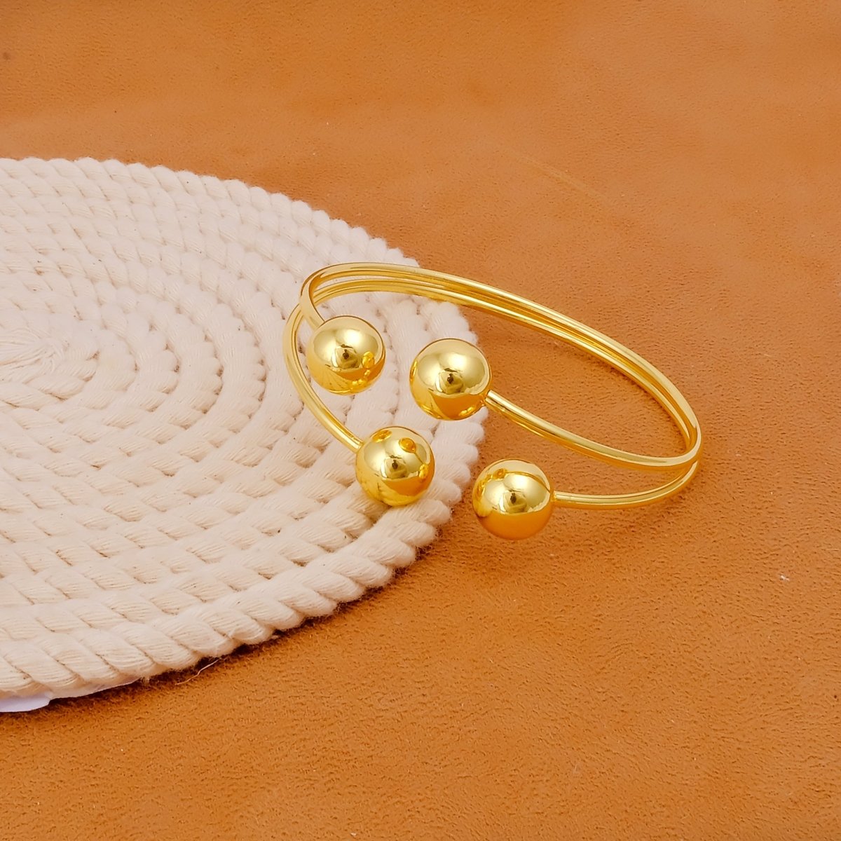 Minimal Gold Ball Bracelet Gold Plated Bangle Minimalist Statement Jewelry