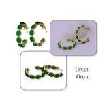 Minimal Red Onyx Hoop Earrings, Handmade Gold Plated Jewelry, Gift for Her CE-1005 Green Onyx