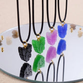Minimalist Colorful Carved Butterfly Cord Necklace, Aesthetic Cute Jewelry 5256 Green