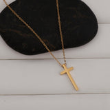 Minimalist Gold Plated Cross Necklace Simple Pendant on Delicate Chain