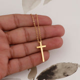 Minimalist Gold Plated Cross Necklace Simple Pendant on Delicate Chain