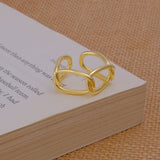 Minimalist Linked Design Adjustable Gold Ring, Gold Plated Brass Ring, Brass Ring For Women Gifts.