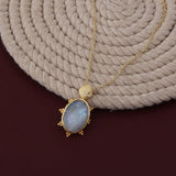 Minimalist Rainbow Moonstone Gemstone Necklaces, Trendy Minimal Jewelr 5415