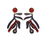 Modern Asymmetrical Ruby quartz Handmade Earrings, Artistic Handmade Dangle Earrings, Elegant Statement Jewelry. S