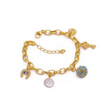 Modern Boho Charm Bracelet, Gold Link Bracelet with Cute Charms 5382 Style 3.