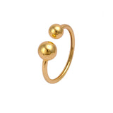 Modern Dual Ball Gold Bangle Minimalist Open Cuff
