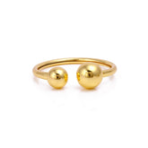Modern Dual Ball Gold Bangle Minimalist Open Cuff