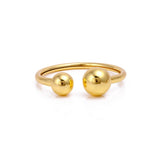 Modern Dual Ball Gold Bangle Minimalist Open Cuff