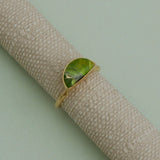 Mohave Copper Turquoise Rings Half Moon D Shape Gold Plated Texture Band Ring