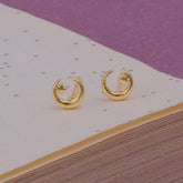 Moon and Star Stud Earrings Dainty Minimal Gold Plated Celestial Earrings