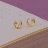 Moon and Star Stud Earrings Dainty Minimal Gold Plated Celestial Earrings