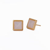 Mother of Pearl Earring Gold Plated Square Stud Earrings