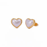 Mother of Pearl Jewelry Gold Plated Heart Stud Earrings