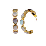 Mother of Pearl Open Hoop Stud Earrings, Modern Minimal Jewelry CE-1005