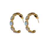 Mother of Pearl Open Hoop Stud Earrings, Modern Minimal Jewelry CE-1005