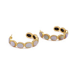 Mother of Pearl Open Hoop Stud Earrings, Modern Minimal Jewelry CE-1005