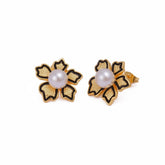 Mother of Pearl Textured Gold Plated Floral Studs