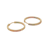 Multi-Colored Crystal Hoop Earrings Gold Plated Statement Jewelry