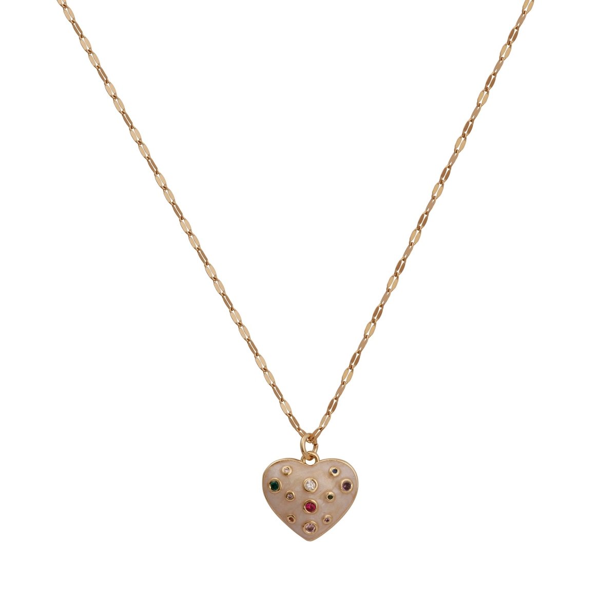 Multi Cubic Zircon Gemstone Necklace Cute Heart Shape Charm Necklace Gold Plated Jewelry For Her