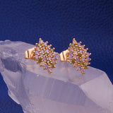 Multi Cubic Zircon Gemstone Stud Earrings Aesthetic Gold Plated Jewelry