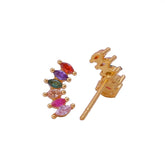 Multi Cubic Zircon Gemstone Stud Earrings Climber Earring Gold Plated Jewelry