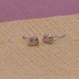 Multi CZ Gemstone Stud Earrings Cute Aesthetic Small Elephant Earrings Silver Plated Jewelry