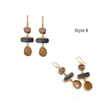 Multi Gemstone Dangle Earrings for Women, Raw Gemstone Handmade Jewelry 5284