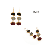 Multi Gemstone Dangle Earrings for Women, Raw Gemstone Handmade Jewelry 5284