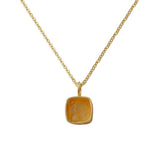 Natural Aquamarine Minimalist Necklace, Cushion Shape Anti Tarnish Pendant CN-1002 Citrine