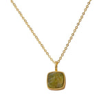 Natural Aquamarine Minimalist Necklace, Cushion Shape Anti Tarnish Pendant CN-1002 Peridot