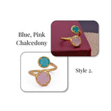 Natural Gemstone Peridot Double Gemstone Prong Set Rings, Gold Plated Jewelry CR-1004 Style 2.