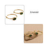 Natural Green Aventurine Hoop Earrings, Gold Plated Jewelry CE-1019 Emerald