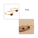 Natural Green Aventurine Hoop Earrings, Gold Plated Jewelry CE-1019 Ruby