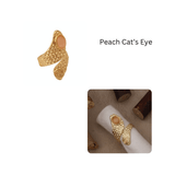 Natural Green Onyx Gemstone Hammered Design Gold Plated Rings CR - 1015