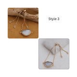 Natural Grey Geode Druzy Adjustable Chain Bracelet | Gold Box Chain Slider 5370 White Geode Druzy