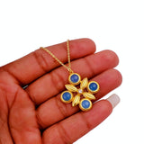 Natural Ink Blue Chalcedony Gold Plated Chain Necklace