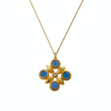 Natural Ink Blue Chalcedony Gold Plated Chain Necklace