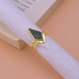 Natural Moss Agate Geomatric Rings, Gold Plated Jewelry CR - 1003