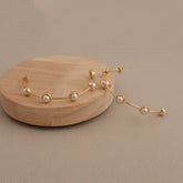 Natural Pearl Hoop Earrings, Gold Plated Minimalist Everyday Jewelry CE-1029 Pearl
