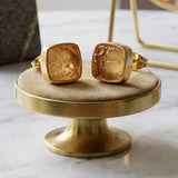 Natural Yellow Citrine Raw Gemstone Studs, Minimalist Jewelry CE - 1004