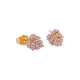Nature Inspired Pearl Leaf Stud Gold Plated Earrings