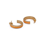 Orange Enamel Gold Plated Hoop Earrings Statement Jewelry