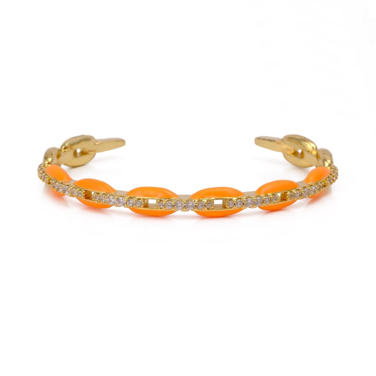 Orange Enameled Bangle Cubic Zircon Gemstone Jewelry Gift For Her