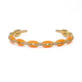 Orange Enameled Bangle Cubic Zircon Gemstone Jewelry Gift For Her